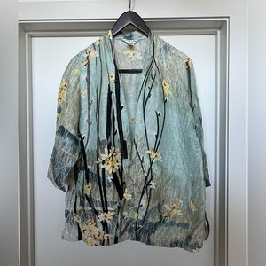 Silk and linen kimono cardigan/jacket (Citron)